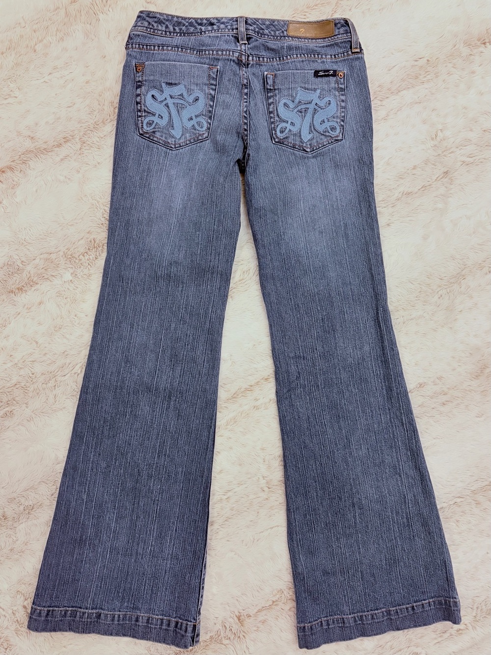 💎 RARE Y2K Seven7 Low Rise Flare Jeans  Embroidered Pocket Vintage 2000s Bootcut